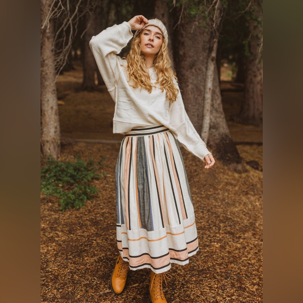 Piper and Scoot Exclusive Eloise Striped Midi Skirt